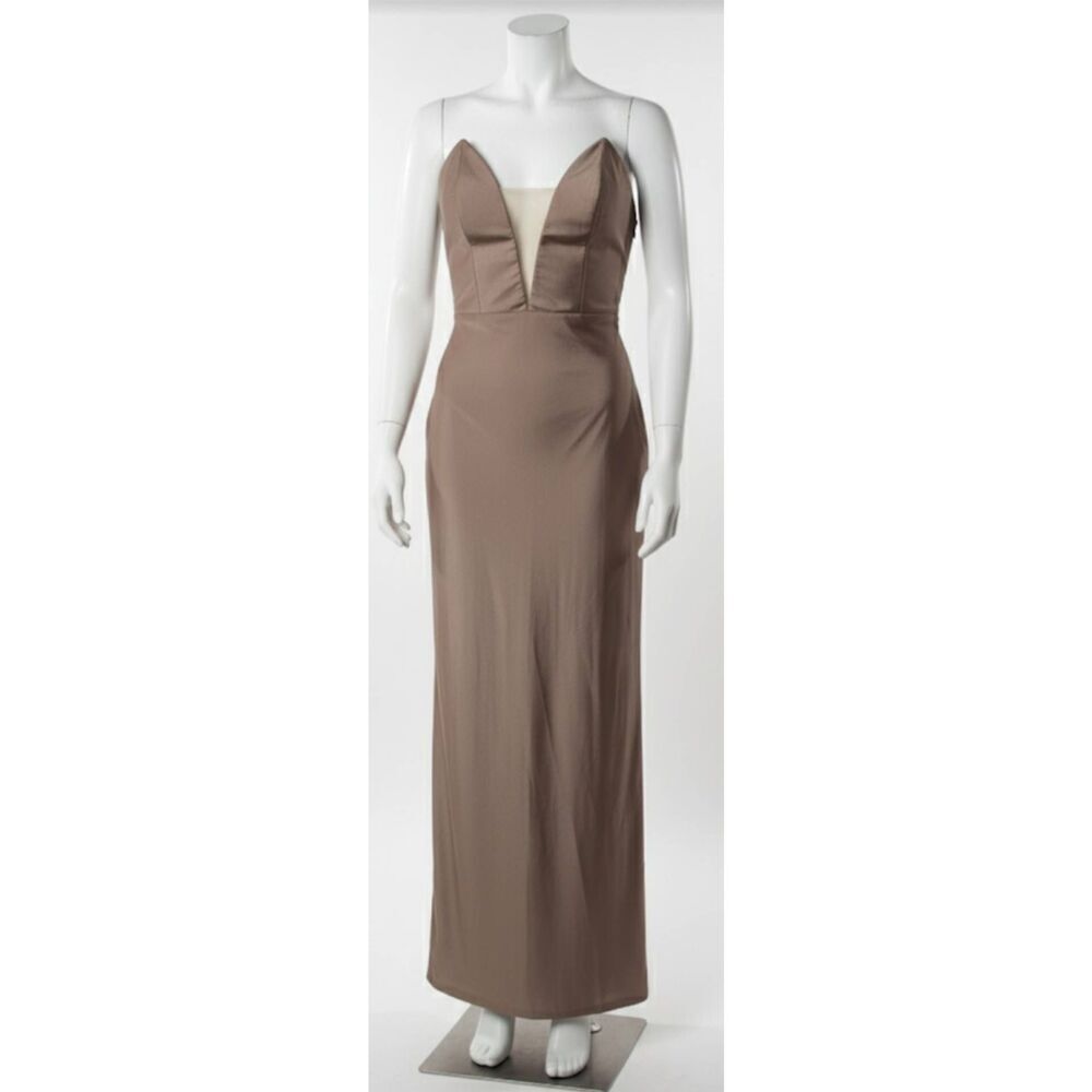 Michael Costello womens small dressbodycon sexy tan light brown long cocktail